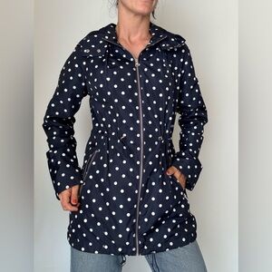 Merona Navy Polka Dot Water Resistant Trench Coat Small